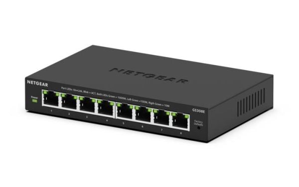 NETGEAR GS308E -verkkokytkin, 8 porttia, Gigabit Ethernet 10/100/1000