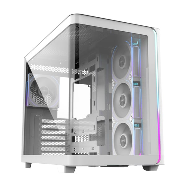 FSP M580-WP, Midi Tower, PC, Valkoinen, ATX, mikro ATX, Mini-ITX, Lasi, SPCC, 16 cm