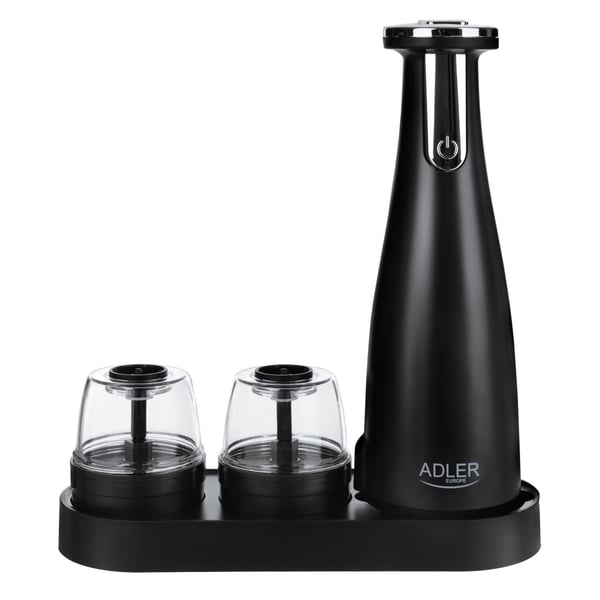 Adler AD 4449B, Suola- ja pippurimyllysetti, 150 ml, Terästä, musta, Akryylinitriilibutadieenistyreeni (ABS), Lithium, 80 mm