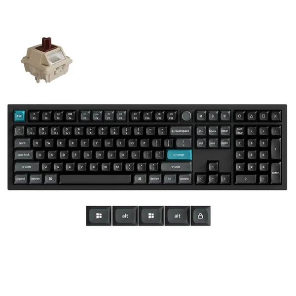 Keychron Q6 Ultra 8K, Täysikokoinen (100 %), Langallinen & langaton, USB + RF Wireless + Bluetooth, Mekaaninen, RGB LED, musta