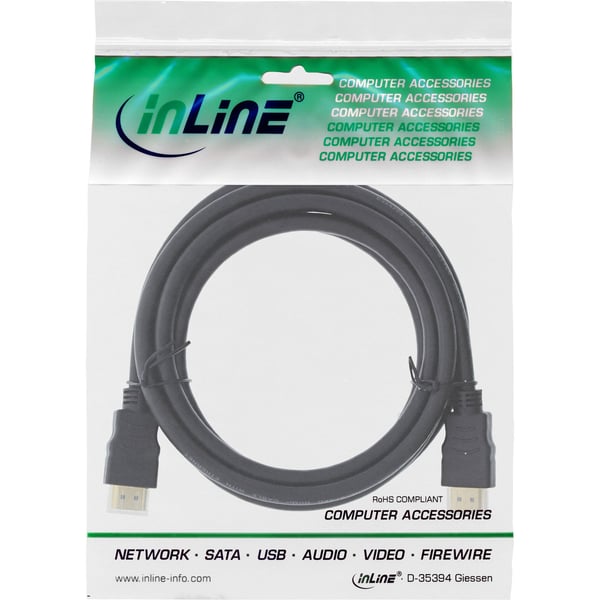 InLine - HDMI med Ethernet-kabel - HDMI (S) til HDMI (S) - 30 cm - trippel isolasjon - svart - støpt, 4K-støtte (17533P)