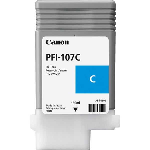 Canon PFI-107 C - 130 ml - syaani - alkuperäinen - mustesäiliö - imagePROGRAF iPF670, iPF680, iPF680, iPF685, iPF770, iPF780, iPF785:lle