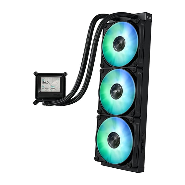 ASUS MAX Gaming LC 360 ARGB LCD – Prosessorin nestejäähdytysjärjestelmä – Jäähdytin: 360 mm – (sopii: AM4, AM5, LGA1851, LGA1700) – kupari – 120 mm