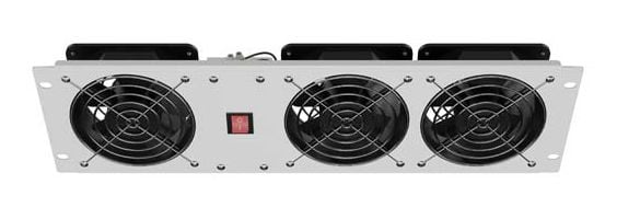 Lanberg - Rackviftepanel (vertikal) - with three fans - AC 230 V - RAL7035, grå - 3U - 19"