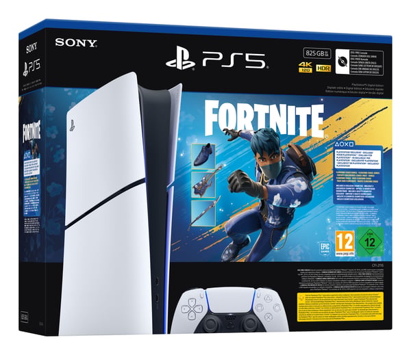 Sony PS5 Slim Digital Edition pelikonsoli 825 GB + Fortnite Flowering Chaos
