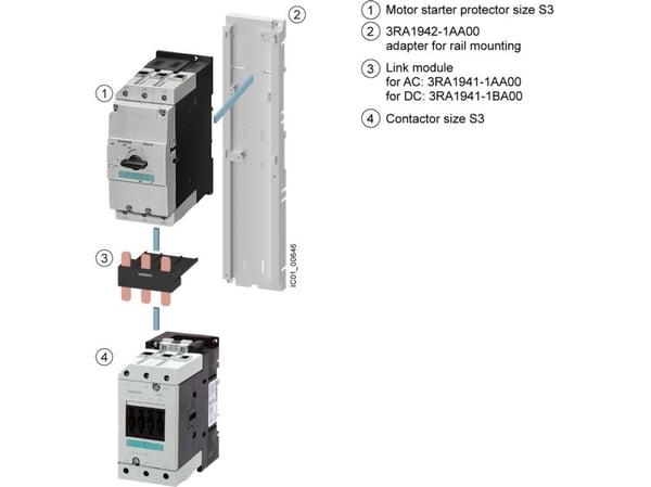 Link module for 3RV1.41 og 3RT1.4 AC, 3RV2.41/3RV2.42