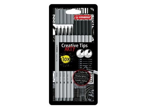 STABILO Creative Tips, 2 farger, Sort, Lysegrå, 0,2 mm, 1 mm, Sort, Grå, Vann-basert blekk
