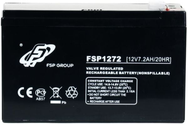 FSP 12V7Ah, 12 V, 7,2 ah, 1 kpl, Musta, 151 mm, 97,5 mm