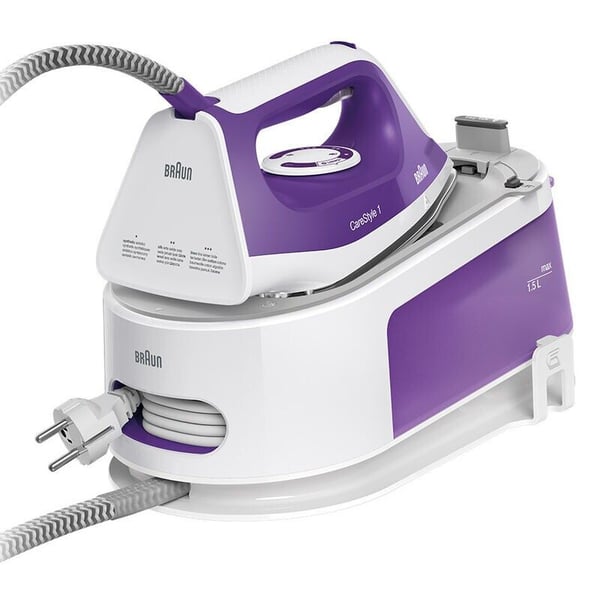Braun CareStyle 1 IS 1014 - Dampstrykejern med automatisk slukking - såleplate: FreeGlide 3D SuperCeramic - 2200 W - hvit/fiolett