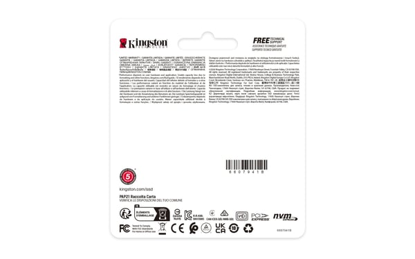 Kingston Technology 1000G NV3 M.2 2230 NVMe SSD, 1 TB, M.2, 6000 MB/s