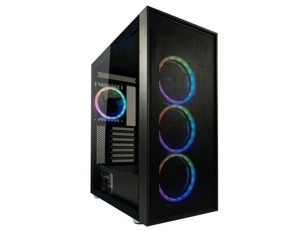 LC Power Gaming 802B - Black_Wanderer_X - Midi-torn spel - utökad ATX - genomskinlig sidopanel (härdat glas) - ingen strömförsörjning - svart - USB...