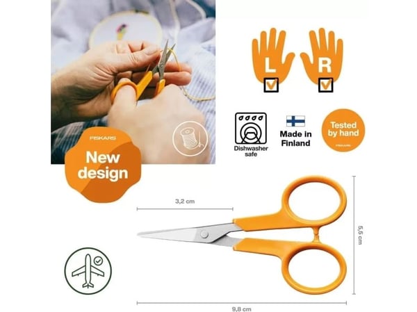 Fiskars 1075061, Voksen, Rett klippet, Enkel, Oransje, Rustfritt stål, Rustfritt stål, Kunst- og håndverkssaks