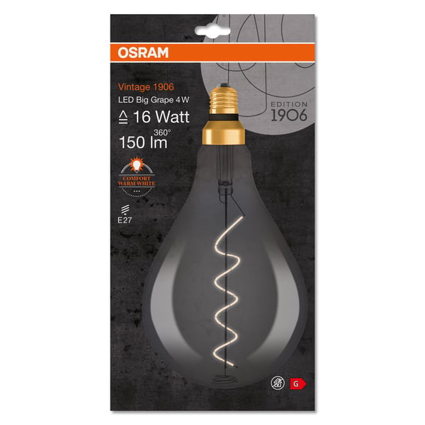 Vintage 1906 LED-kierrekantainen 5 W 818, 110 lumenia, E27, savu