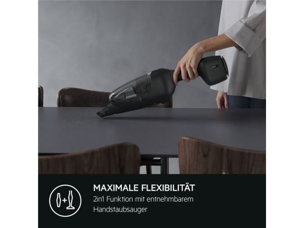 AEG AS62B25OKO, pölypussiton, musta, 0,3 l, kuivapuhallus, 79 dB, akku