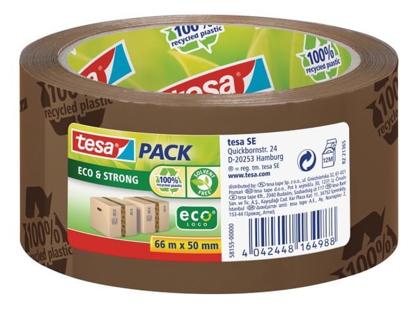 Tesapack Eco & Strong - Förpackningstejp - 50 mm x 66 m - polypropylen - genomskinlig