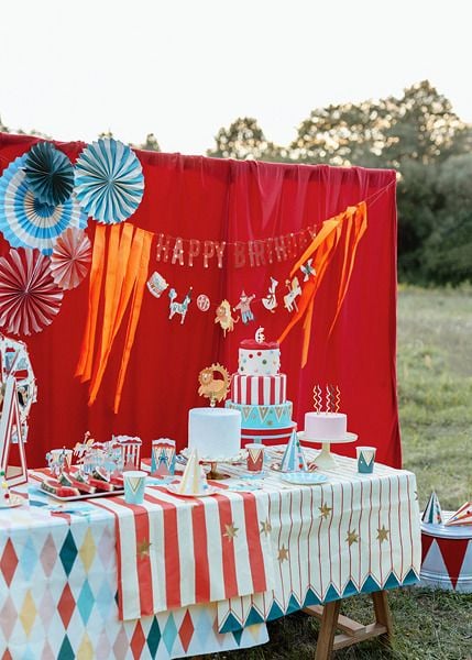 PartyDeco OBP7, Rektangulær, Papir, Rød, Gull, 1 stykker, 1200 mm, 1800 mm