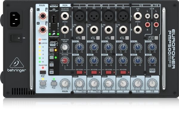 Behringer PMP500MP3, 8 kanaler, Sort
