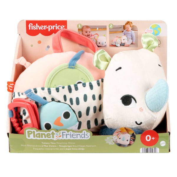 Fisher-Price Planet Friends Tummy Time Roaming Rhino, 0 vuosi/vuosia, Tuottaa ääntä, Kangas, Muovi, Monivärinen