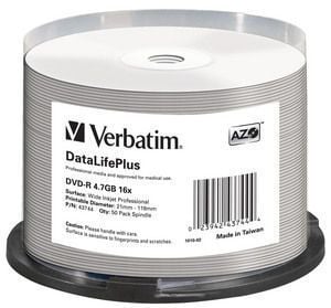 Verbatim DataLifePlus Professional - 50 x DVD-R - 4.7 GB 16x - hvit - blekkstråleskrivbar overflate, bred skrivbar overflate - spindel