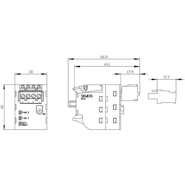 Siemens 3SU14011EE202AA0 3SU1401-1EE20-2AA0 Interface 36.1 V IP20 1 St., 74 g, 64 mm, 50 mm, 83 mm