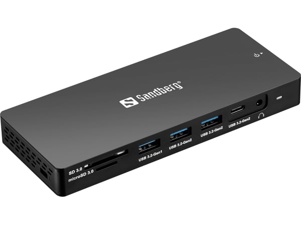 Sandberg USB-C 13in1 DockingStation Pro, langallinen, USB 3.2 Gen 1 (3.1 Gen 1) Type-C, 100 W, 3,5 mm, harmaa, MMC, MicroSD (TransFlash), MicroSDHC...
