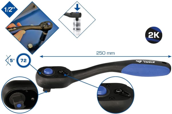 KS TOOLS Werkzeuge-Maschinen GmbH 1/2" käännettävä räikkä (BT022900)