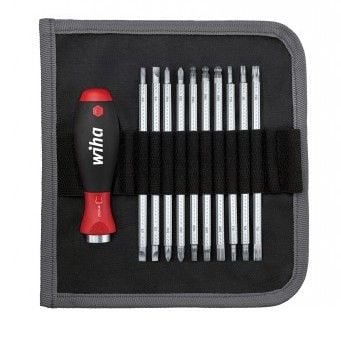Wiha SYSTEM 6 281 - Ruuvauskahva ja bittipaketti - 12 kpl - rullapussissa