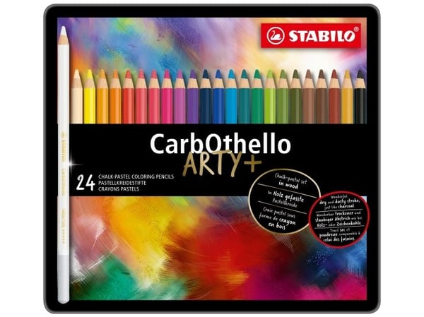 STABILO CarbOthello pastellblyanter, flerfarget, 24 stk., metallboks