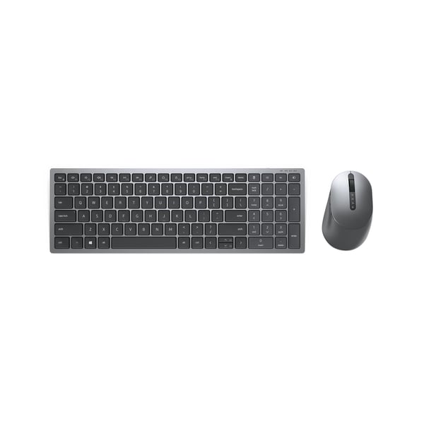 DELL KM7120W, Täysikokoinen (100 %), Langaton, RF Wireless + Bluetooth, AZERTY, Harmaa, Titaani, Sisältää hiiren