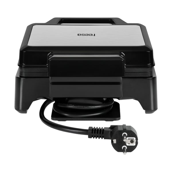 Teesa Wafelijzer zeer compact model 1600 Watt, 2 våffla/våfflor, Rektangulär, Svart, Rostfritt stål, Aluminium, Rostfritt stål, 0,75 m, 1600 W