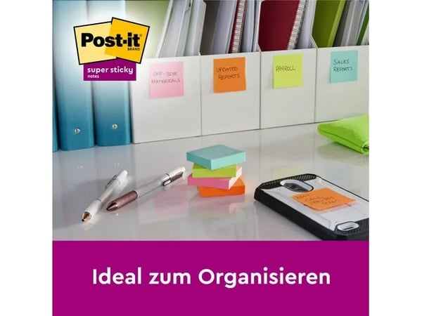 Post-It 7100259227 Itsekiinnittyvät muistilaput Neliö Sininen - Vihreä - Oranssi - Vaaleanpunainen - Keltainen 90 arkkia Itsekiinnittyvä (7100259227)