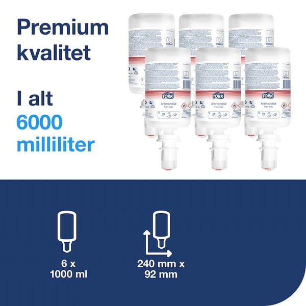Skumsåpe Tork S4 Antimikrobiell Premium 1000 ml - (6 stk. x 1000 ml per kartong)
