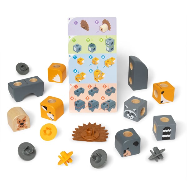 Melissa & Doug MDT BBN Blockables Woodland Crtrs GML, 2 år, 16 stykker, Tre