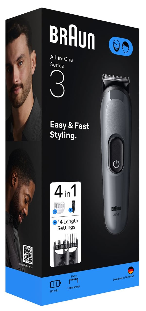 Braun Series 3 Aio3500 harmaa monitoimitrimmeri 4-in-1