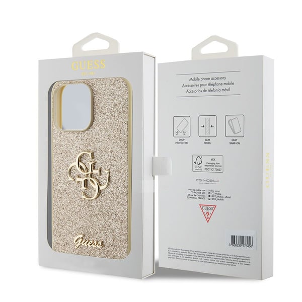 GUESS , Mobilskal, Apple, Apple iPhone 15 Pro Max, 17 cm (6.7"), Guld