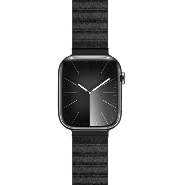 Crong CRG-44ECL-BLK, Klockarmband, Apple, Watch 42/44/45/49 mm, Läder, Rostfritt stål, Svart