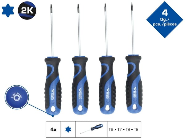KS TOOLS Werkzeuge-Maschinen GmbH Ruuvimeisselisarja, 4 kpl, Torx-profiili (BT034004)