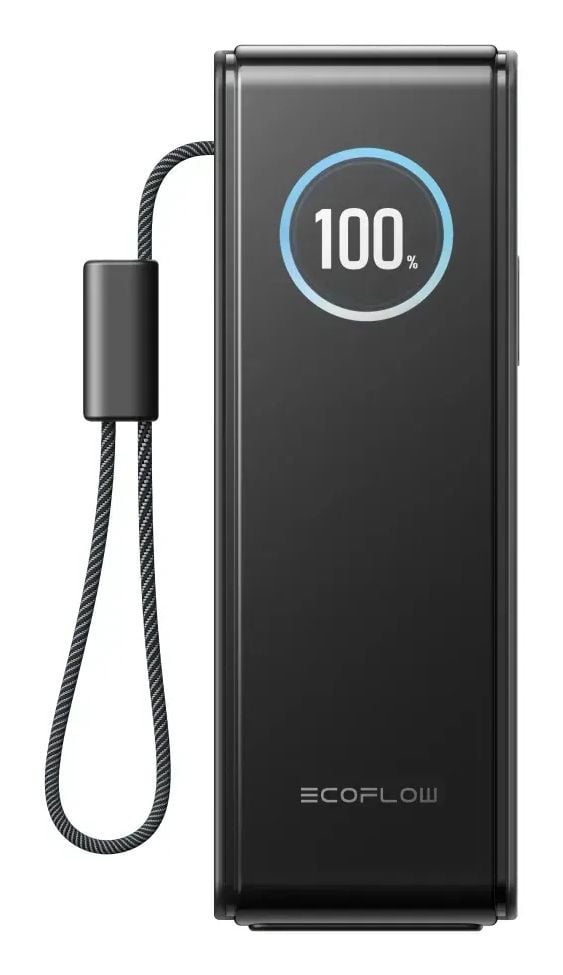 EcoFlow RAPID (25000 mAh, 170 W) – Sisäänrakennettu kaapeli – Varavirtalähde - Musta