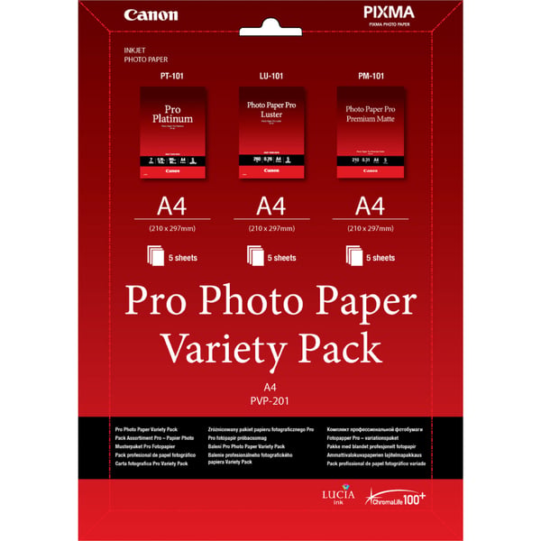 Canon Pro Variety Pack PVP-201 - A4 (210 x 297 mm) 15 ark set med fotopapper