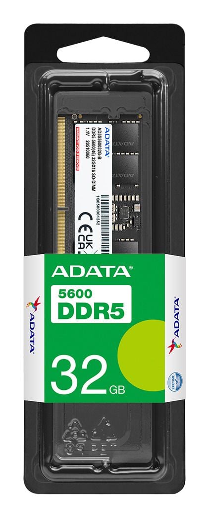 ADATA AD5S560032G-S, 32 GB, 1 x 32 GB, DDR5, 5600 Mhz, 262-pinners SO-DIMM