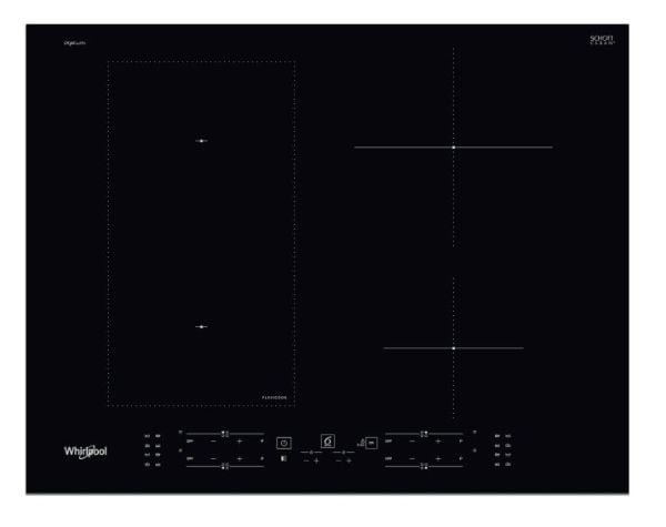 Whirlpool WL B4265 BF/IXL - Induksjonskomfyrtopp - 4 plater - Nisje - bredde: 56 cm - dybde: 48 cm - med frontpynt av rustfritt stål - svart