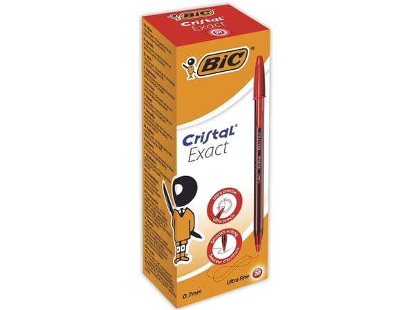 BIC Cristal Exact - Kulepenn - rød - 0.7 mm (en pakke 20)