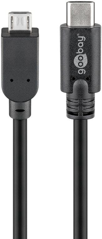 Goobay 67992, 0,6 m, Micro-USB B, USB C, USB 2.0, 0,48 Gbit/s, Svart