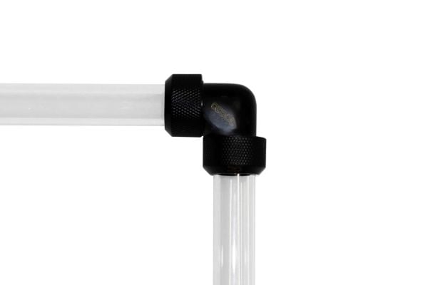 Alphacool istapadapter 90 grader 16mm OD til 16mm OD hardt rør - svart