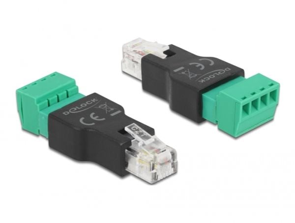 Delock - Nettverksadapter - RJ-11/RJ-14 (hann) til 4-pins terminalblokk (hunn)