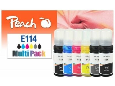Peach Patrone Epson CISS 114 MultiPack reprodusert, 70 ml, 6 stk.