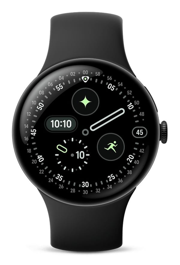 Google Pixel Watch 4 - 45 mm - mattsvart aluminium - smartklokke med aktivt bånd - fluorelastomer med myk berøringsoverflate - obsidian - båndbredd...
