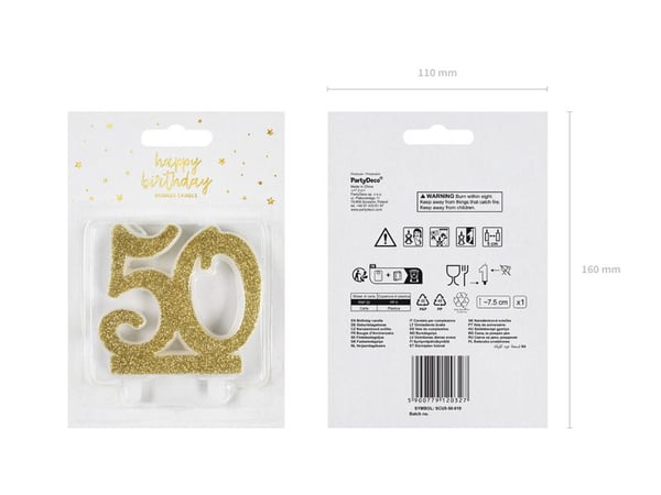 PartyDeco SCU5-50-019, Stearinlys, Gull, 1 stykker