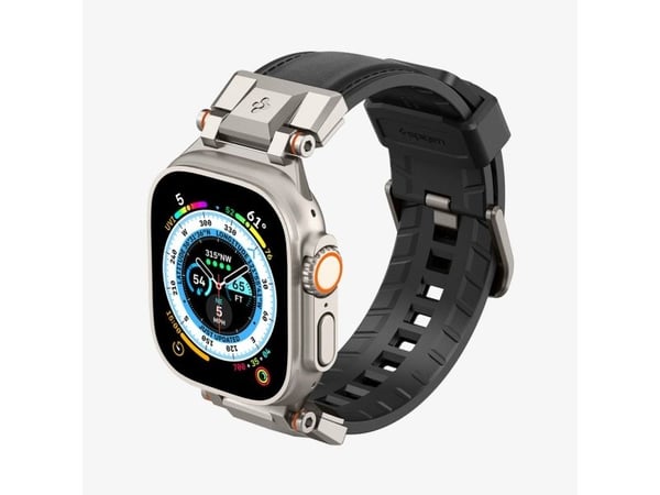 Spigen DuraPro Armor PU, Band, SmartWatch, Sort, Apple, Apple Watch (49mm) Ultra, Apple Watch (49mm) Ultra 2, Polyurethan (PU), Termoplastisk polyu...