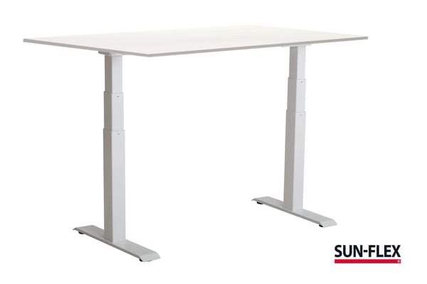 SUN-FLEX EASYDESK ADAPT VI skrivebord, hvit aluminium, hvit laminat 120×80